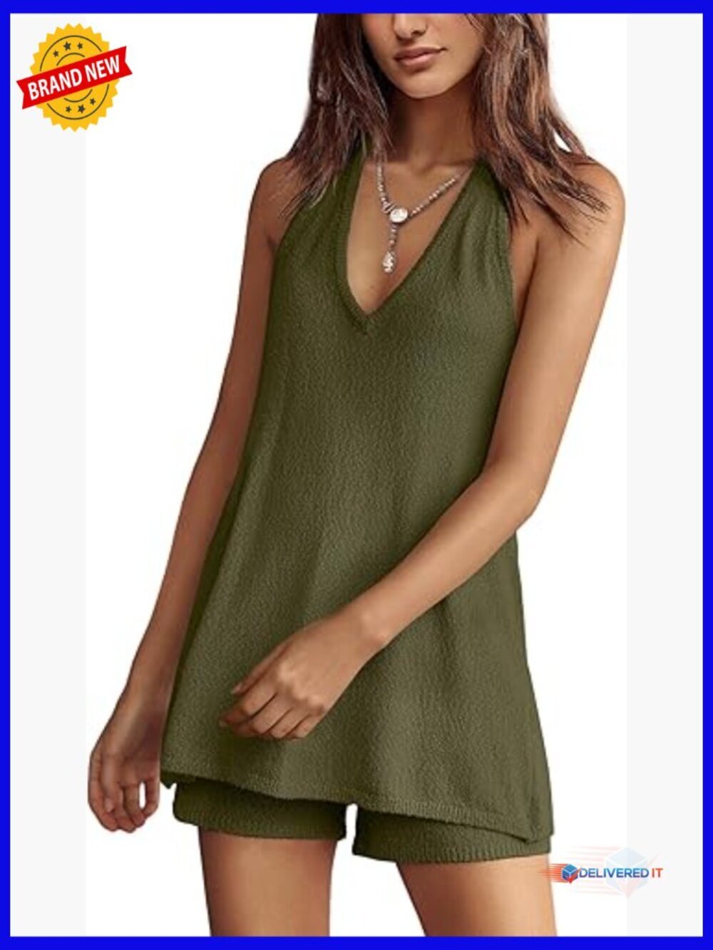Women's 2 Piece Shorts Set Lounge Outfit Knit Vacation Travel